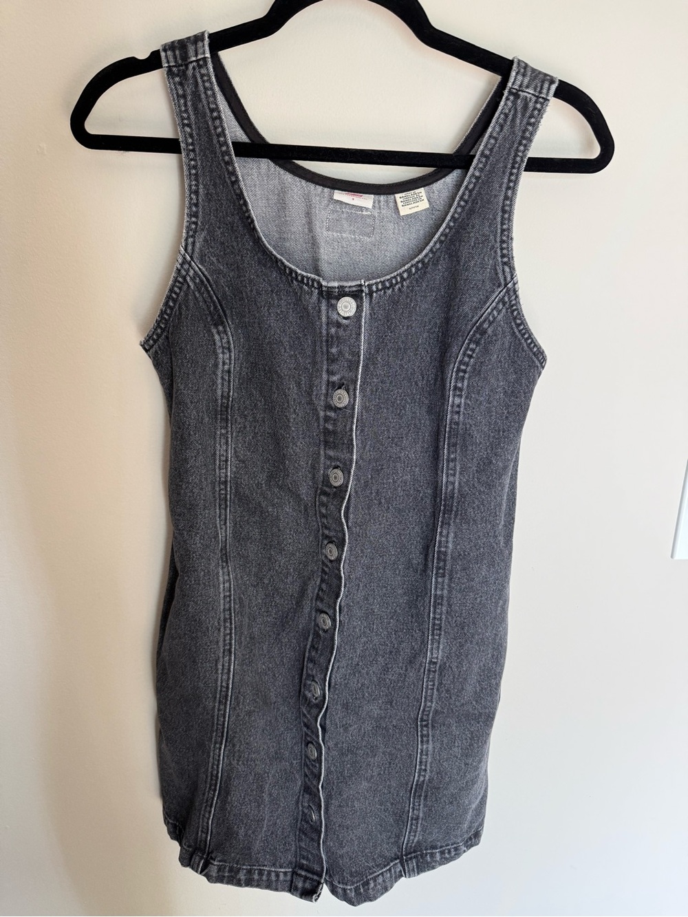 Levi's Vintage Inspired Washed Black Denim Button-Front Mini Dress